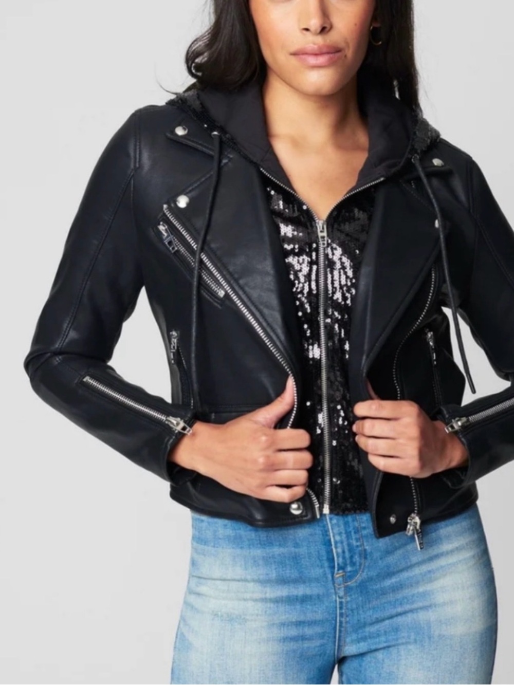 NWT  Blank NYC Good Times Hooded Moto Jacket Size Small
